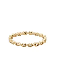 14k Gold Plated CZ Marquis Eternity Band Ring
