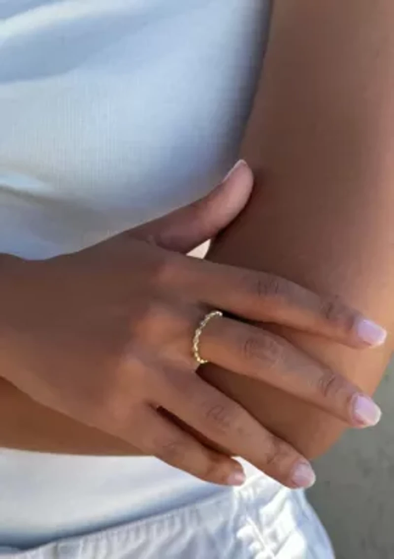 14k Gold Plated CZ Marquis Eternity Band Ring