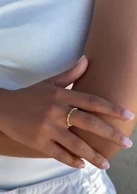 14k Gold Plated CZ Marquis Eternity Band Ring