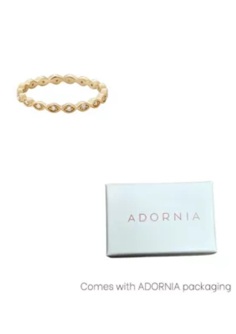 14k Gold Plated CZ Marquis Eternity Band Ring