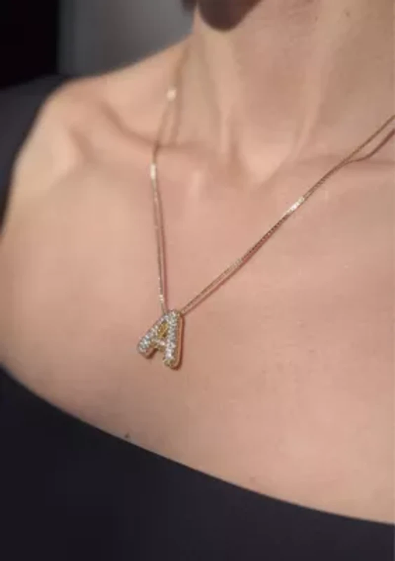 14k Gold Plated Pave Bubble Letter