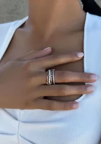 Mixed Metal 4-Layer Crystal Stack Ring