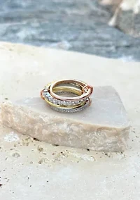 Mixed Metal 4-Layer Crystal Stack Ring