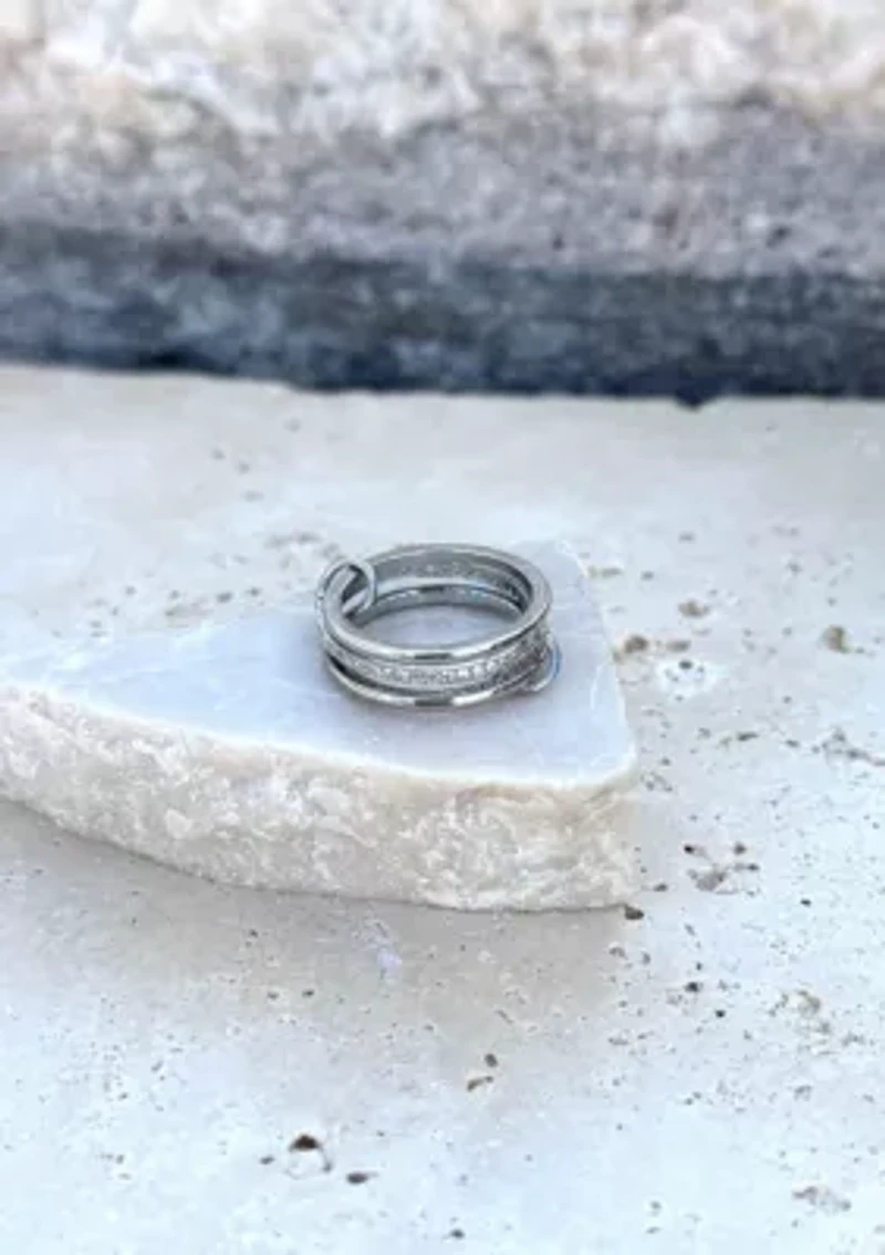 Silver Plated Connected 3-Piece Ring Stack