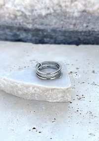 Silver Plated Connected 3-Piece Ring Stack