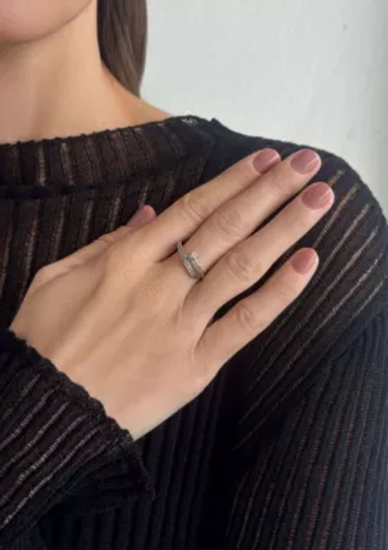 Silver Plated CZ Nail Ring