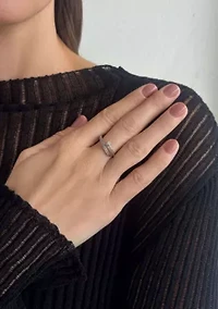 Silver Plated CZ Nail Ring