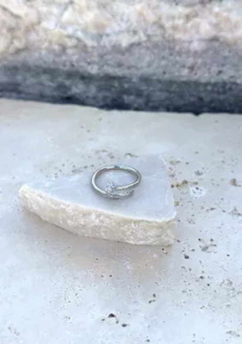 Silver Plated CZ Nail Ring