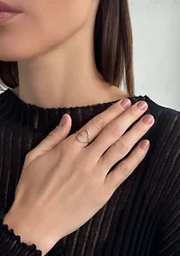 Silver Plated Hammered Open Heart Ring