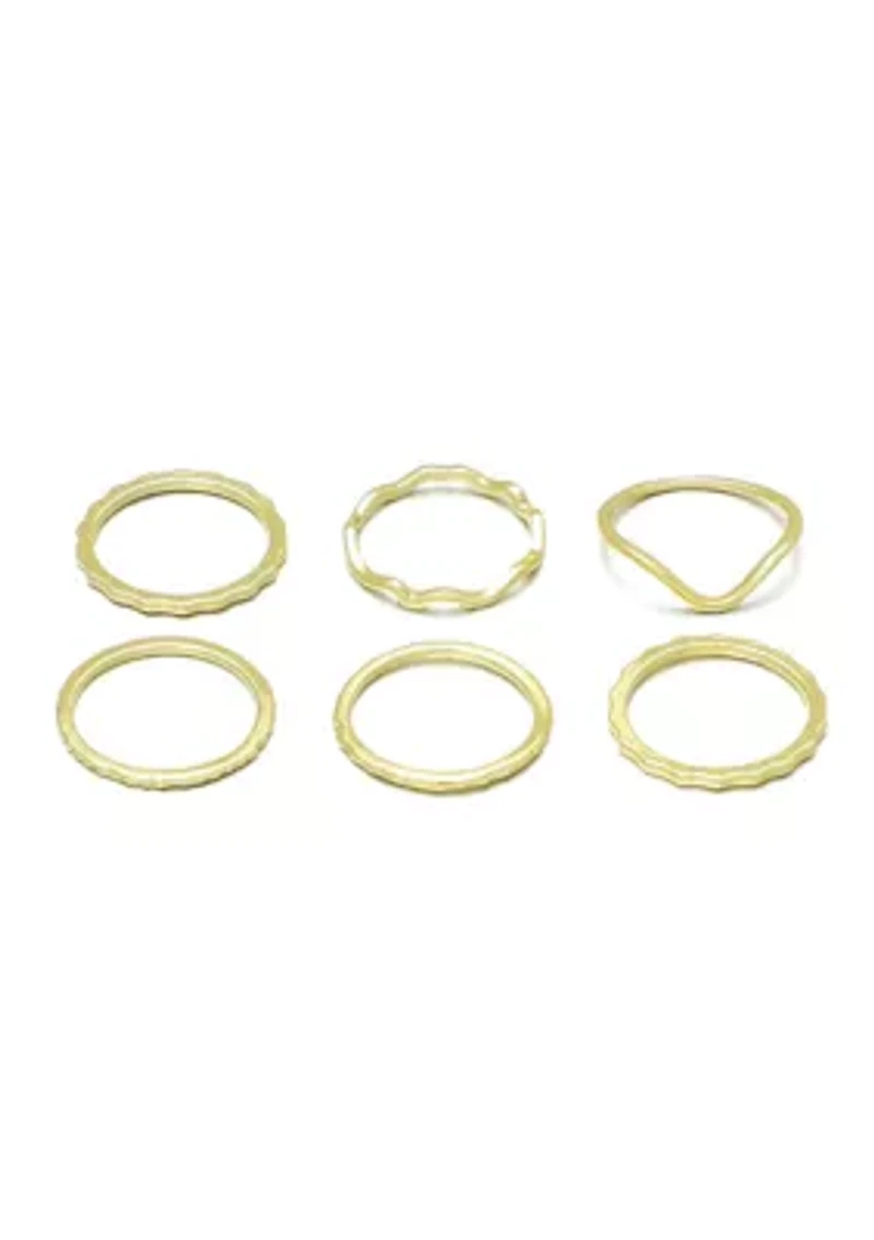 14k Gold Plated Wavy 6-Piece Band Set