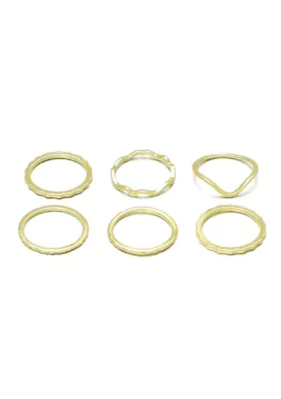 14k Gold Plated Wavy 6-Piece Band Set
