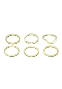 14k Gold Plated Wavy 6-Piece Band Set