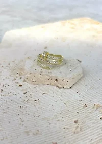 14k Gold Plated Double Wrap CZ Nail Ring