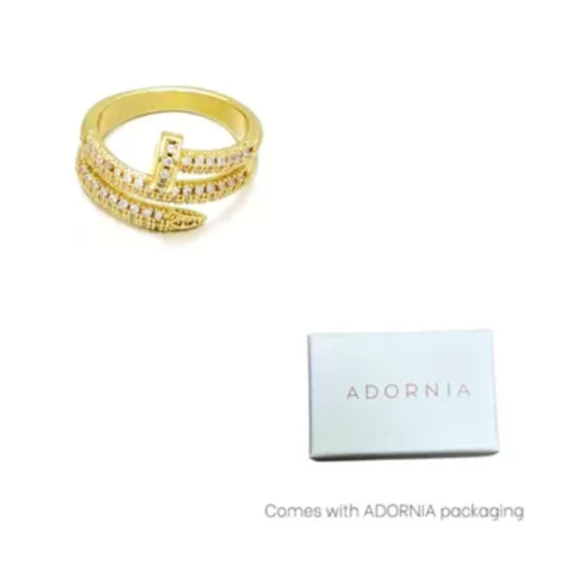 14k Gold Plated Double Wrap CZ Nail Ring