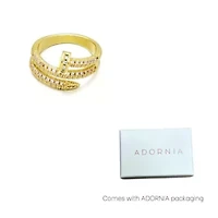 14k Gold Plated Double Wrap CZ Nail Ring