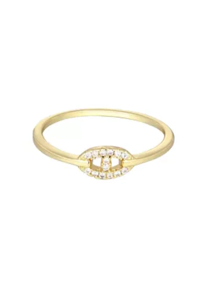 14k Gold Plated CZ Link Ring