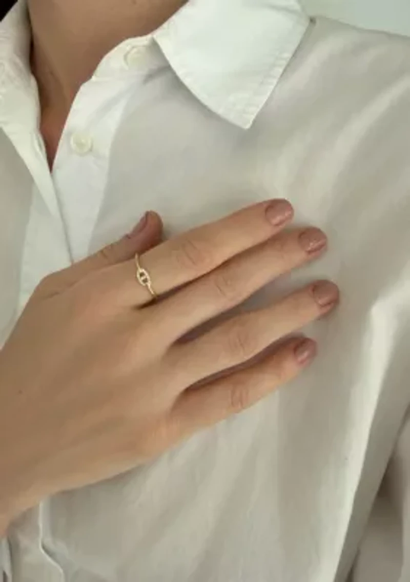 14k Gold Plated CZ Link Ring