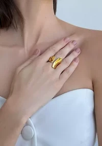Tarnish Resistant 18k Gold Plated Open Columns Ring