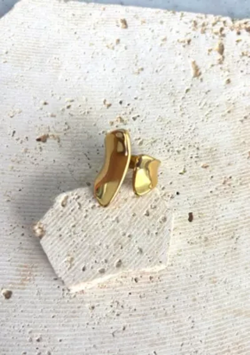 Tarnish Resistant 18k Gold Plated Open Columns Ring