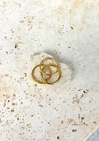 Tarnish Resistant 18k Gold Plated Three Band Connected Ring Set