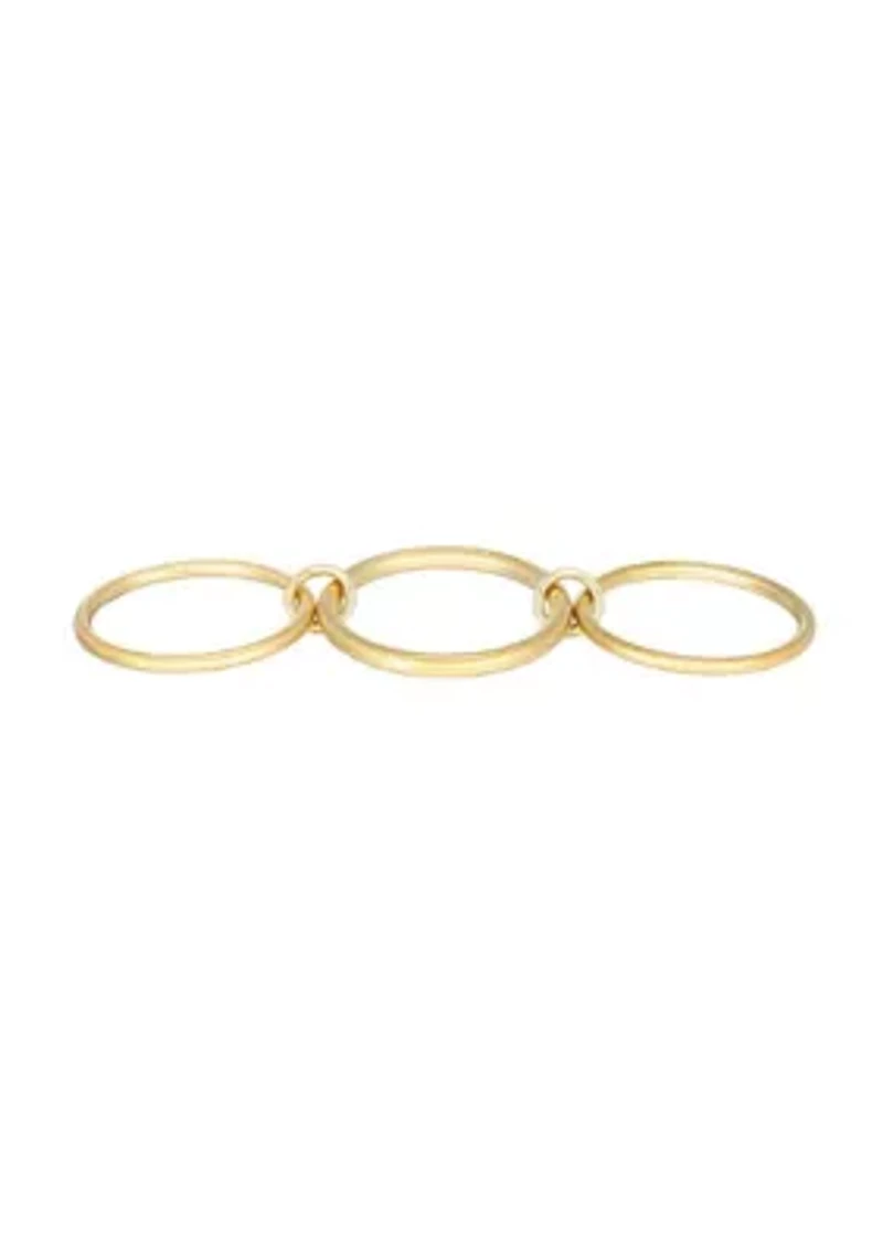 Tarnish Resistant 18k Gold Plated Three Band Connected Ring Set