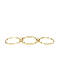 Tarnish Resistant 18k Gold Plated Three Band Connected Ring Set