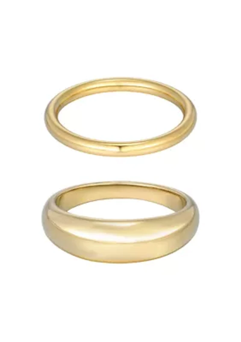 Tarnish Resistant 18k Gold Plated Chunky Dome Ring Set