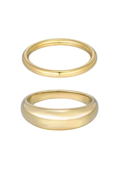 Tarnish Resistant 18k Gold Plated Chunky Dome Ring Set