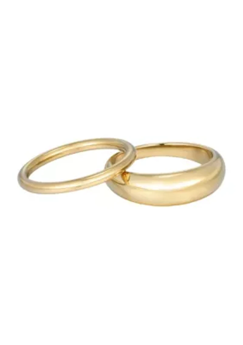 Tarnish Resistant 18k Gold Plated Chunky Dome Ring Set