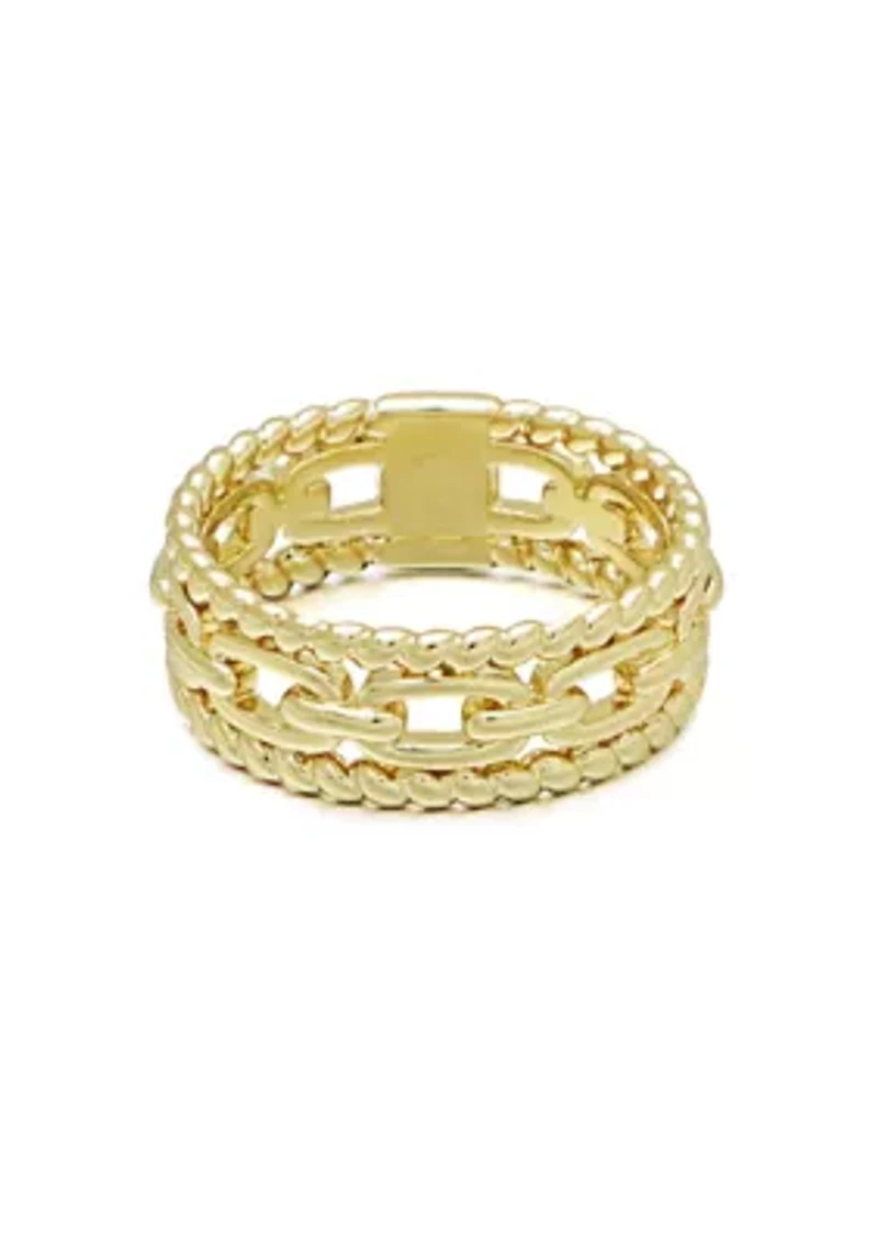 14k Gold Plated 3-Band Sandwich Ring