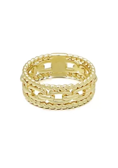 14k Gold Plated 3-Band Sandwich Ring