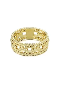 14k Gold Plated 3-Band Sandwich Ring