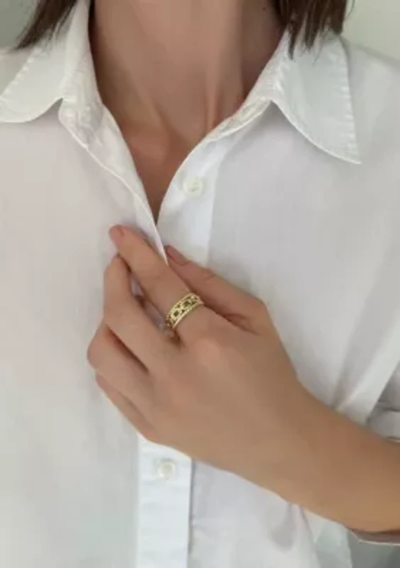 14k Gold Plated 3-Band Sandwich Ring