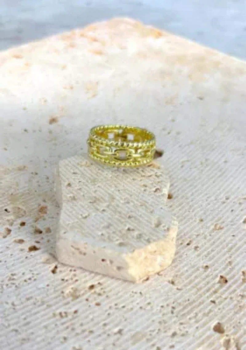 14k Gold Plated 3-Band Sandwich Ring