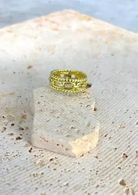 14k Gold Plated 3-Band Sandwich Ring