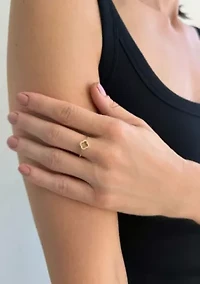 14k Gold Plated CZ Outline Clover Ring