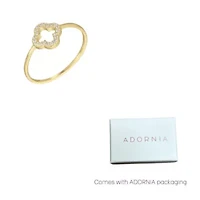 14k Gold Plated CZ Outline Clover Ring