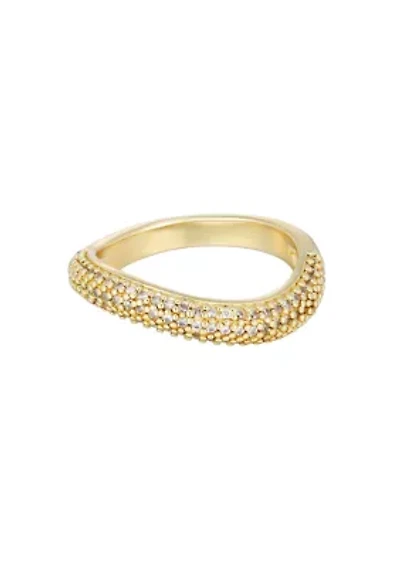 14k Gold Plated Curved CZ Chunky Band