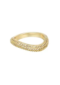 14k Gold Plated Curved CZ Chunky Band