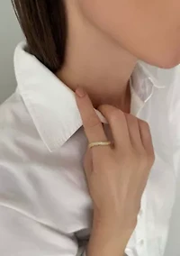 14k Gold Plated Curved CZ Chunky Band