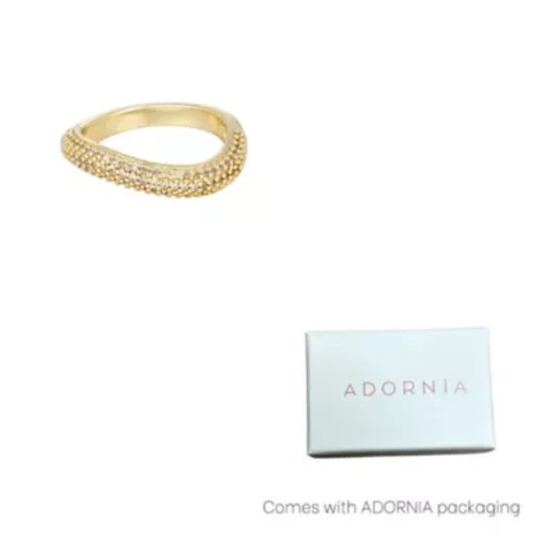 14k Gold Plated Curved CZ Chunky Band