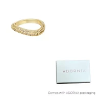 14k Gold Plated Curved CZ Chunky Band