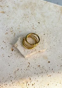 Tarnish Resistant 18k Gold Plated Four Band Connected Ring Set