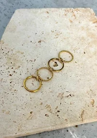 Tarnish Resistant 18k Gold Plated Four Band Connected Ring Set