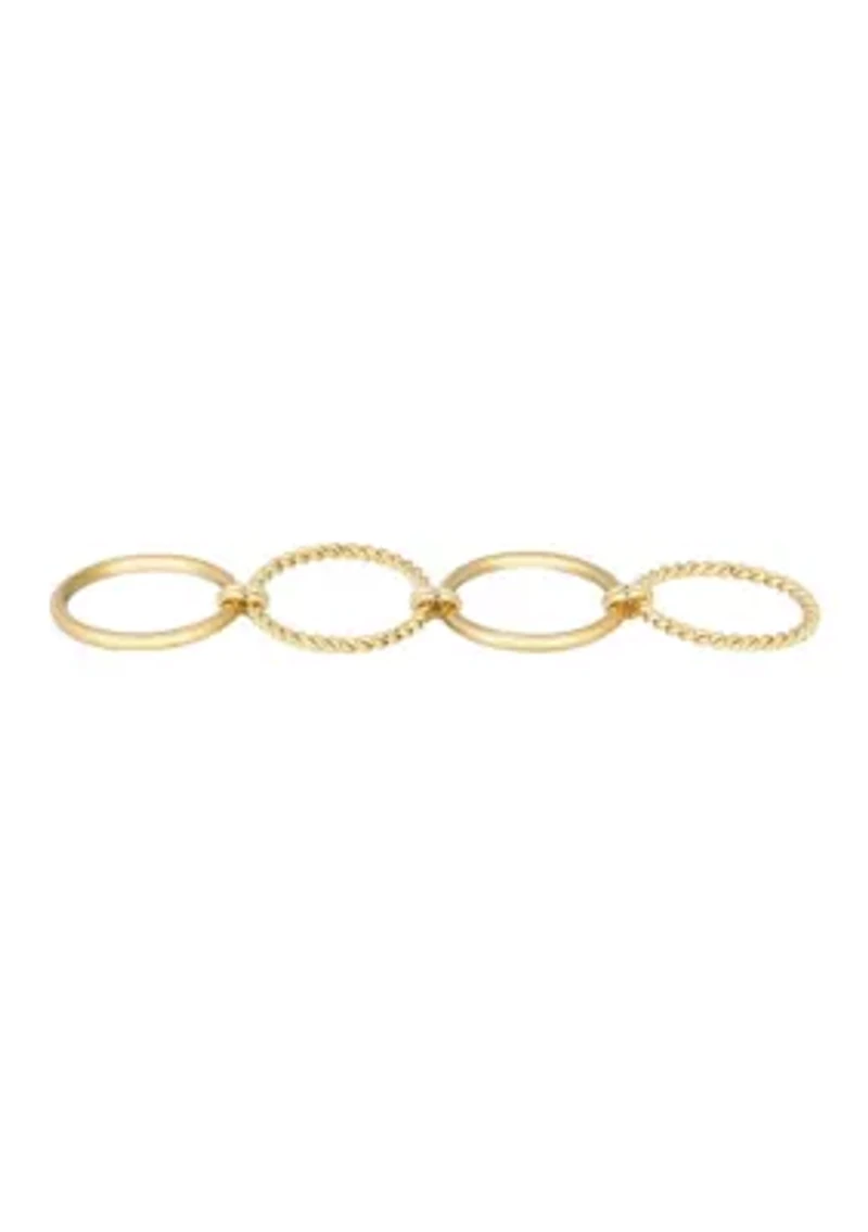 Tarnish Resistant 18k Gold Plated Four Band Connected Ring Set