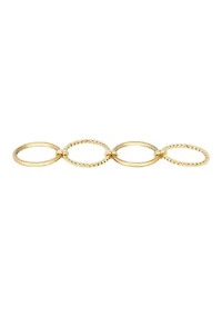 Tarnish Resistant 18k Gold Plated Four Band Connected Ring Set