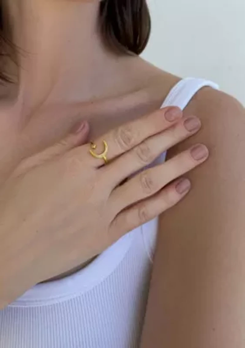 14k Gold Plated Adjustable Moon Star Ring