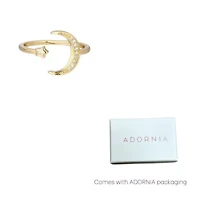 14k Gold Plated Adjustable Moon Star Ring