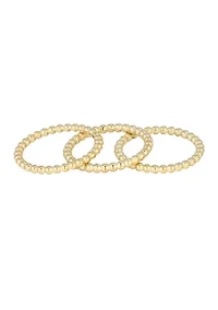 Tarnish Resistant 18k Gold Plated Set of Three Bead Rings