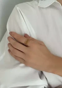 Tarnish Resistant 18k Gold Plated Set of Three Bead Rings